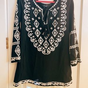 Black Lulu’s embroidered beach cover up